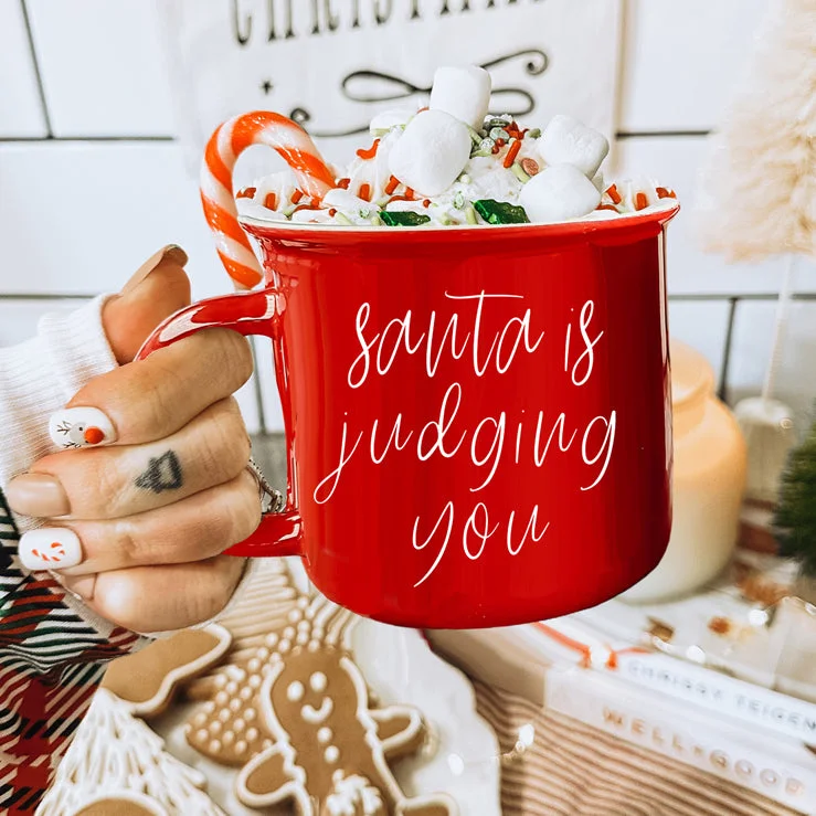 travel tumblers for tea -Santa is Judging Mug