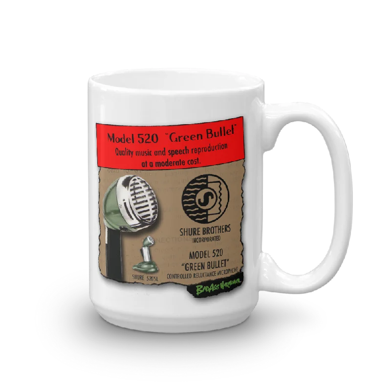 high quality personalized mugs -Shure 520 Green Bullet Big Coffee Mug (15oz)