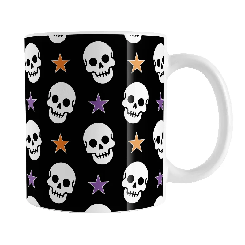 custom coffee mugs with funny quotes -Skulls and Stars Halloween Mug