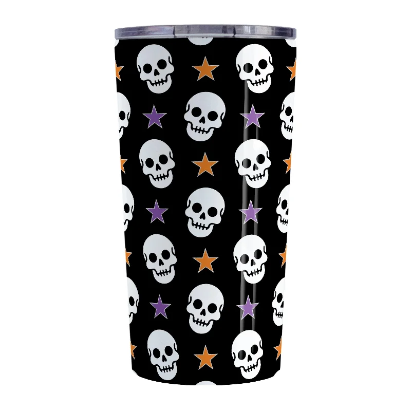 custom name coffee mugs -Skulls and Stars Halloween Tumbler Cup