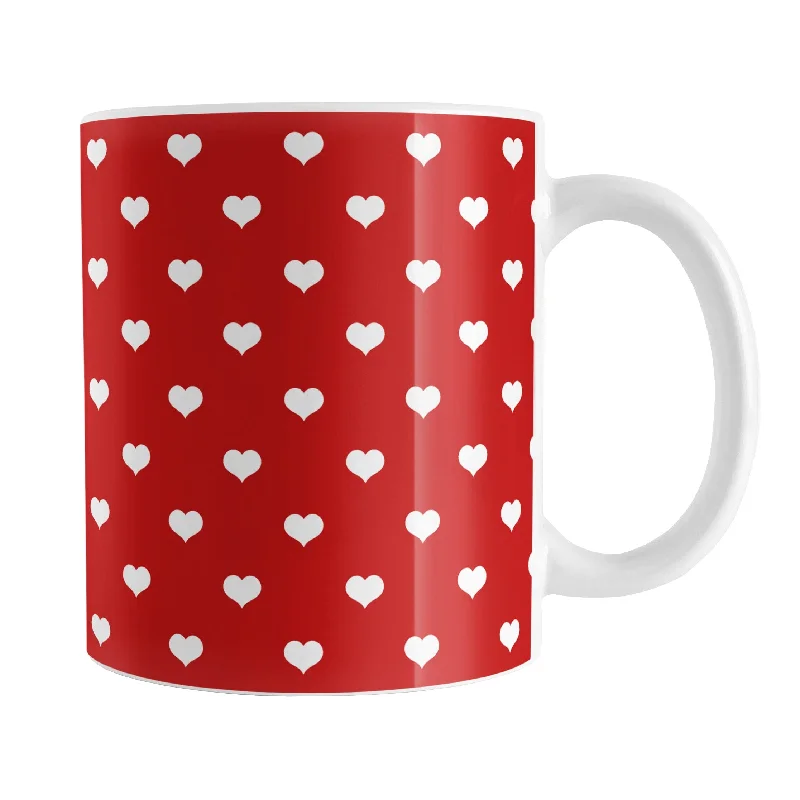 insulated tea tumblers -Small White Hearts Pattern Red Mug