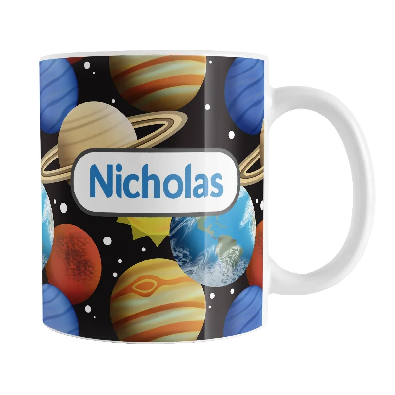 ceramic travel mugs for gifts -Personalized Space Planets Pattern Mug