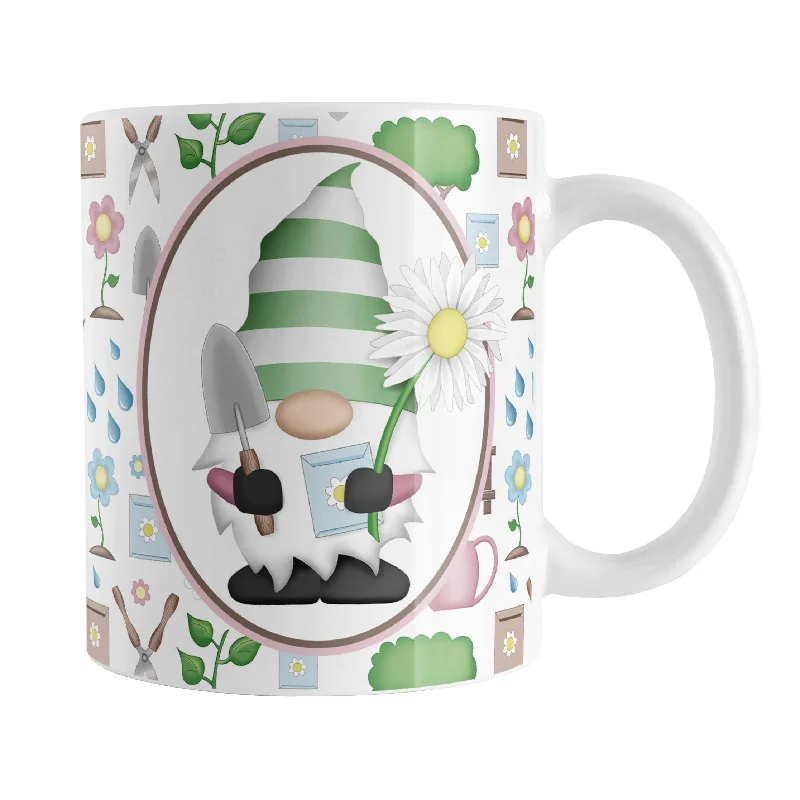 best travel mugs -Spring Gnome Gardening Pattern Mug