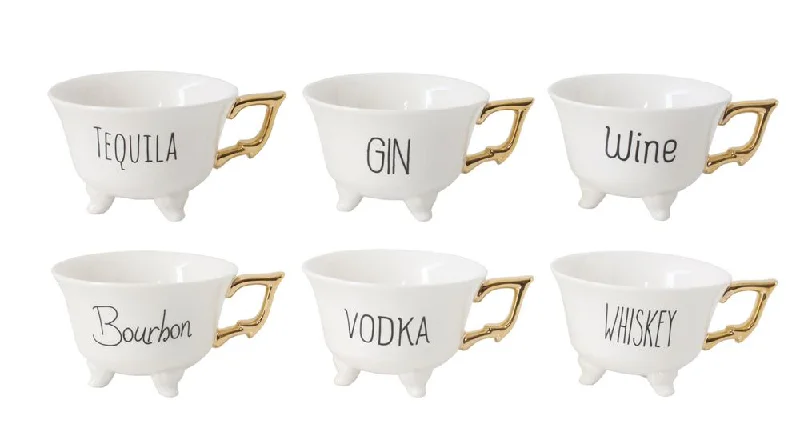 engraved coffee cups -TEACUP WITH WHISKEY WINE VODKA GIN TEQUILA BOURBON