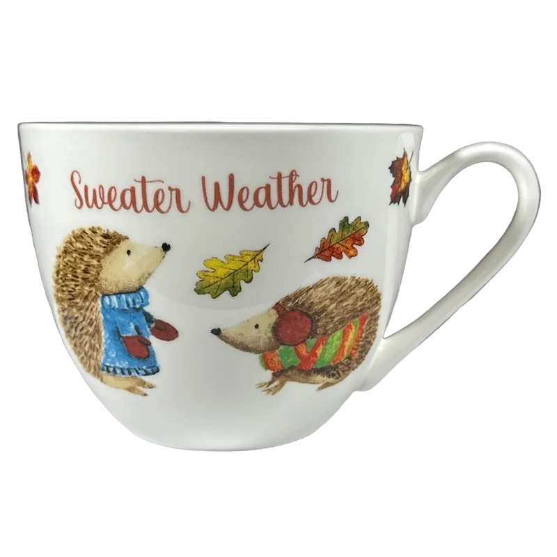 personalized ceramic cups -Sweater Weather Hedgehogs Mug Harvest Green Studio