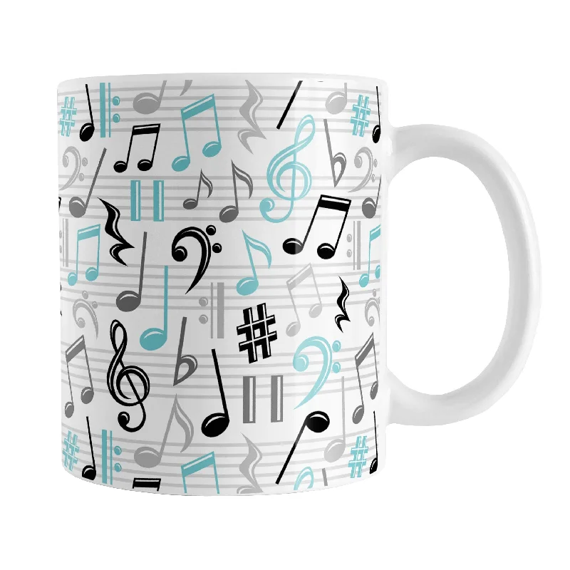 glass coffee tumblers -Turquoise Music Notes Pattern Mug