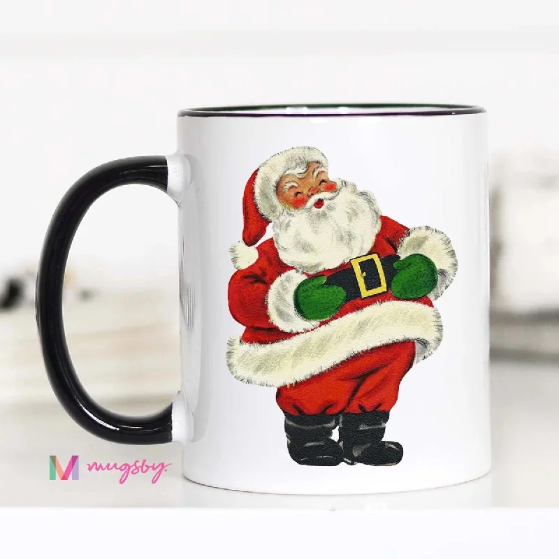 custom logo coffee mugs -VINTAGE SANTA MUG