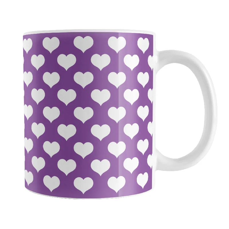 designer coffee cups -White Hearts Pattern Purple Mug