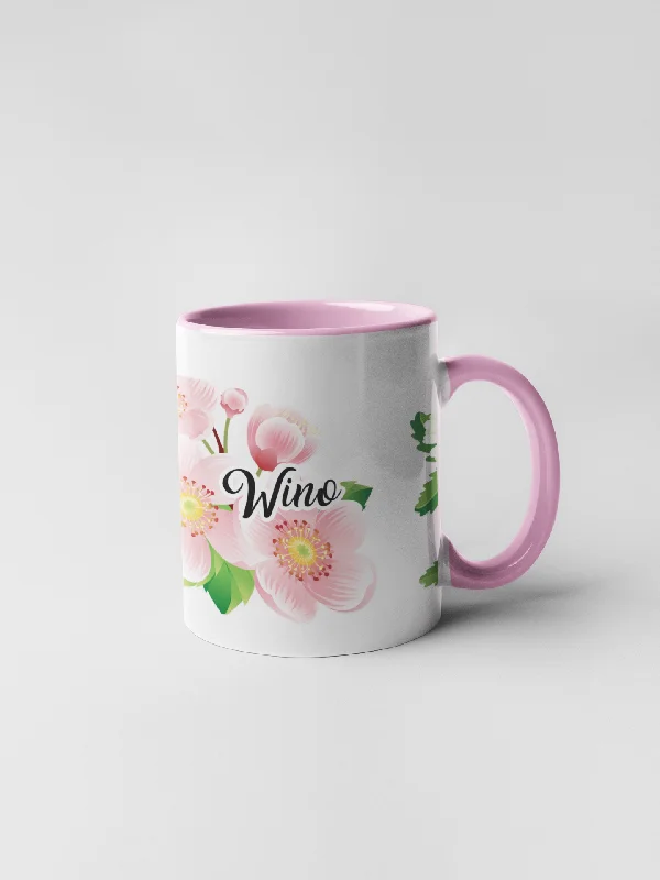 custom coffee cups -Wino Coffee Mug - Floral Delicate and Fancy