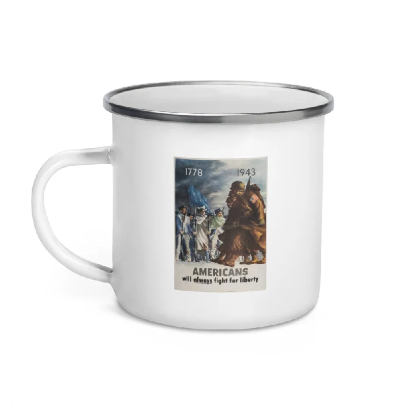 custom quote coffee mugs -World War II recruiting poster, 1943 (enamel mug)