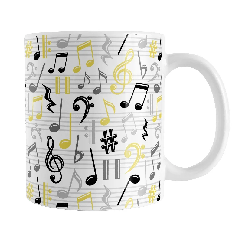 insulated glass mugs -Yellow Music Notes Pattern Mug