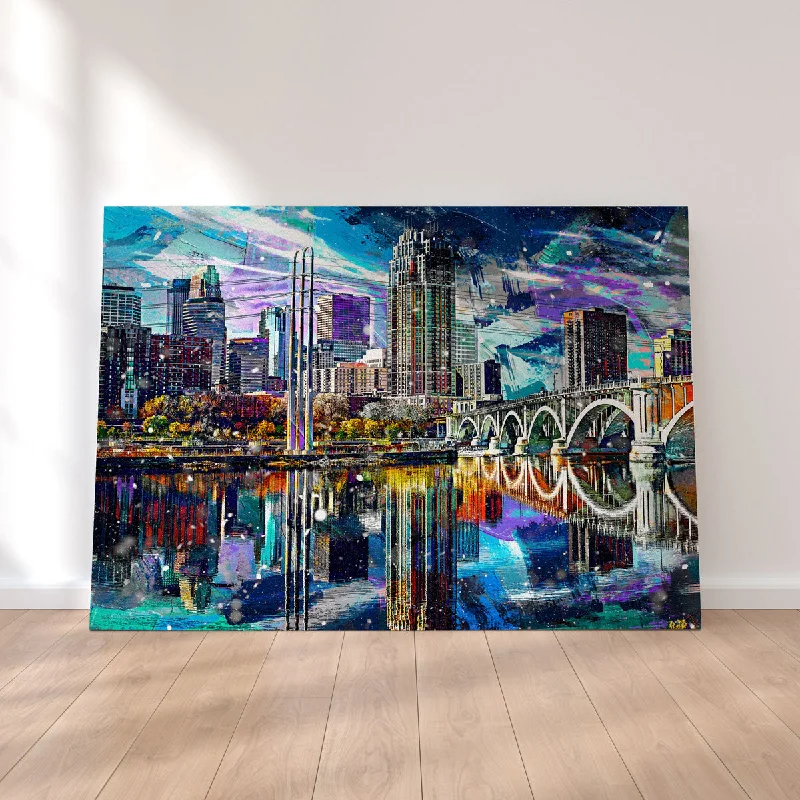 colorful ocean landscape decorative paintings-Abstract Minneapolis Skyline