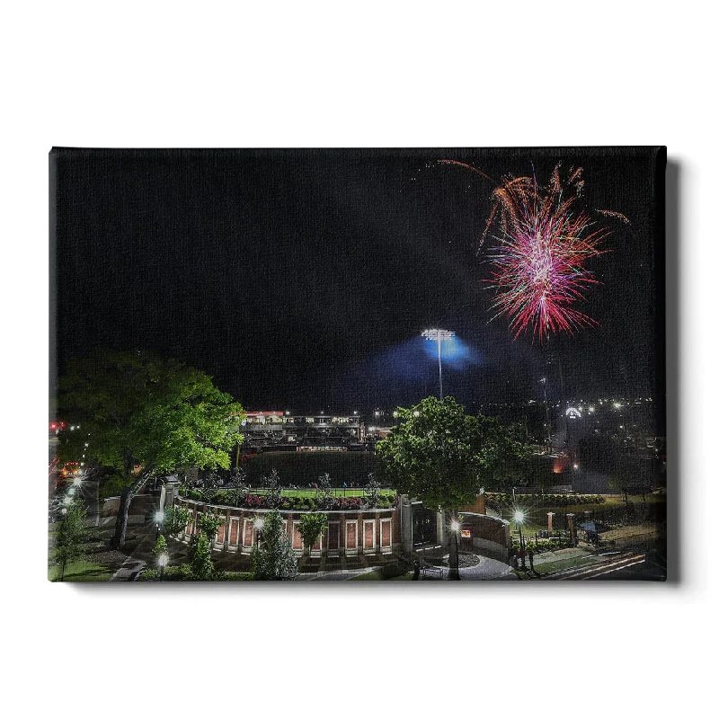 decorative watercolor paintings-Alabama Crimson Tide - Fireworks over Sewell-Thomas Stadium