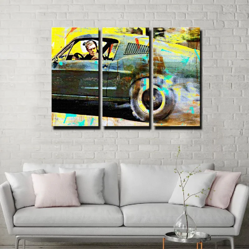 custom geometric decorative paintings-Bullitt Burnout Canvas Set