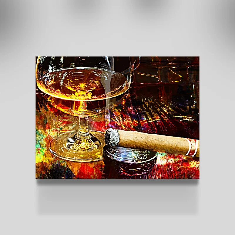 bright floral decorative paintings-Cigar and Whiskey