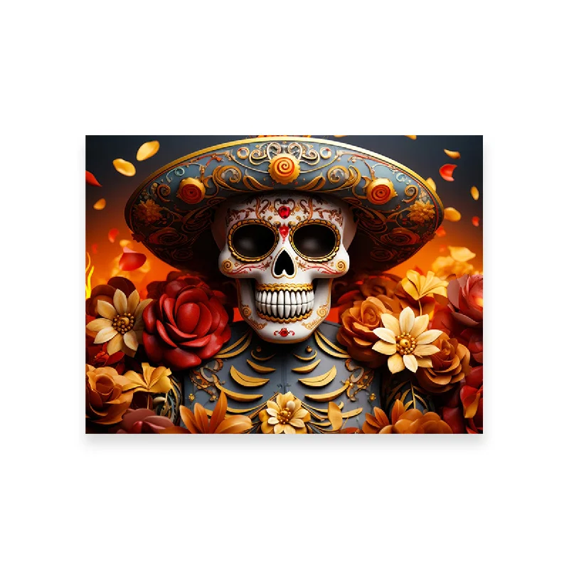 framed decorative landscape paintings-Day of the Dead Skull