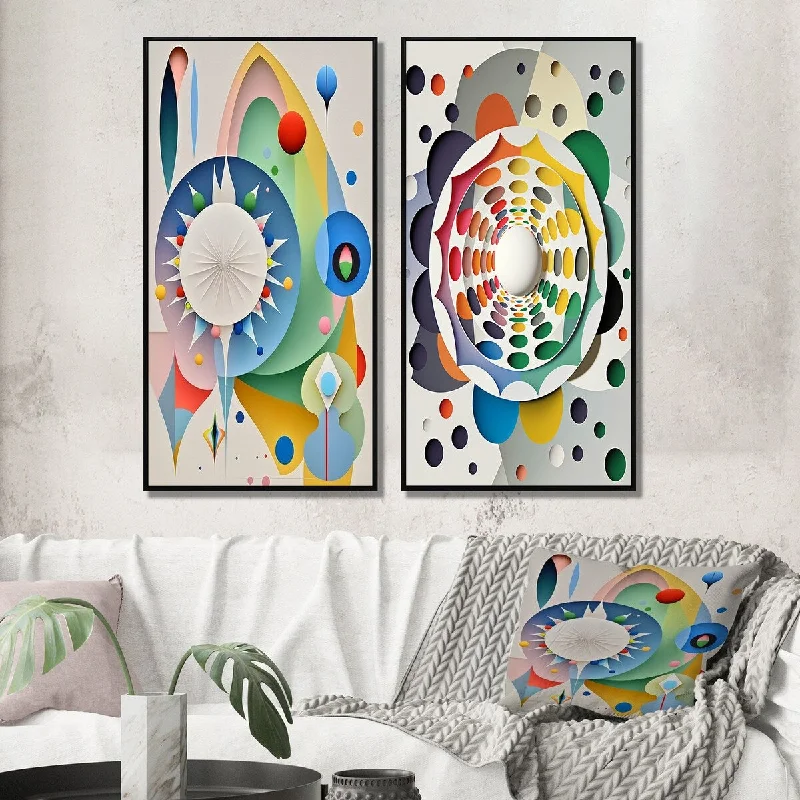 oversized decorative paintings-Designart "Metamorphosis Geometry Of Awakening II" Modern Geometric Framed Gallery Wall Set For Home Decor