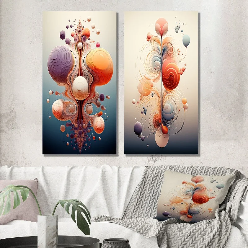 artistic wall decorative paintings-Designart "Metamorphosis Interior Design Retrofuturistic" Abstract Wall Set of 2 - Transitional Wall Art For Home Decor