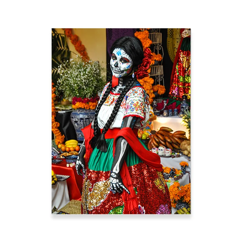 decorative flower paintings-Dia de los Muertos Woman