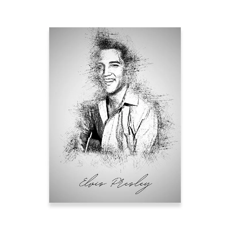 retro decorative paintings for wall-Elvis Presley Sketch