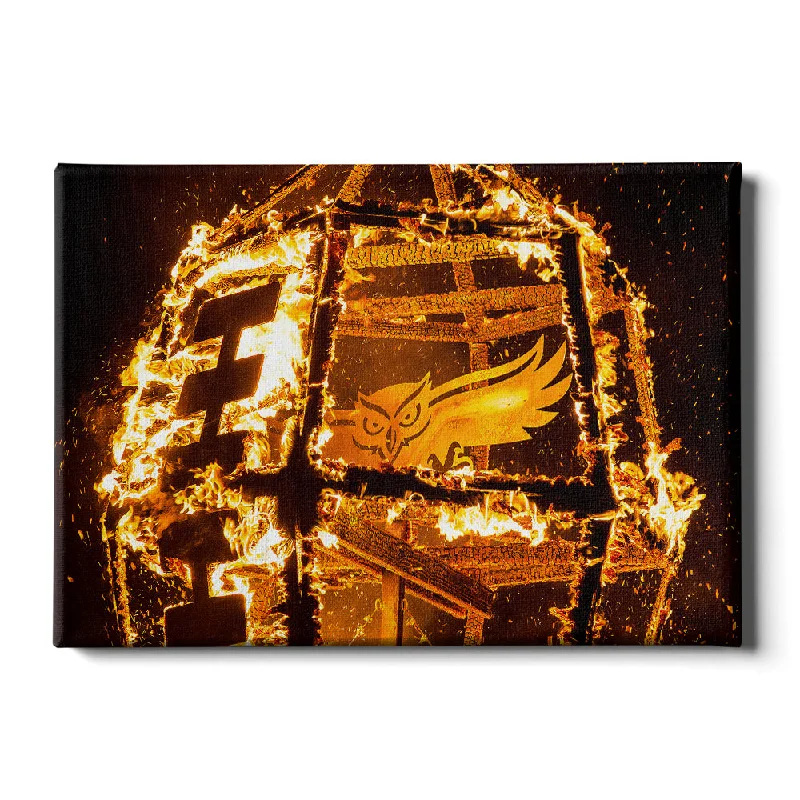 charming decorative paintings for home-Florida Atlantic Owls - Owls Bonfire