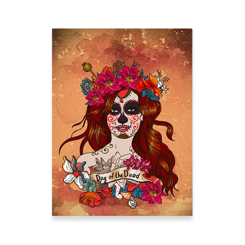 contemporary decorative canvas art-Girl With Sugar Skull