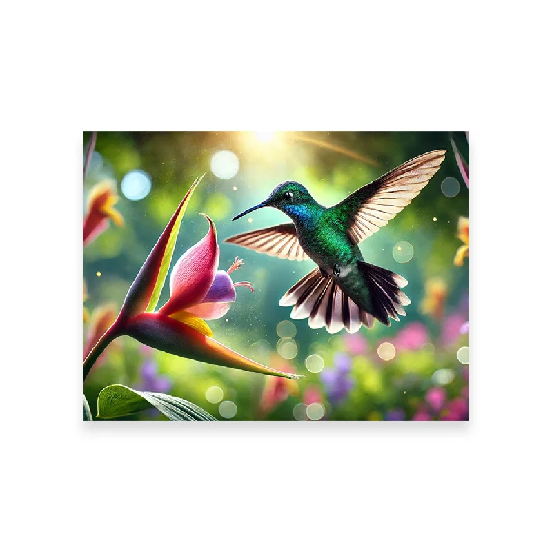 realistic decorative paintings-Hummingbird & Flower