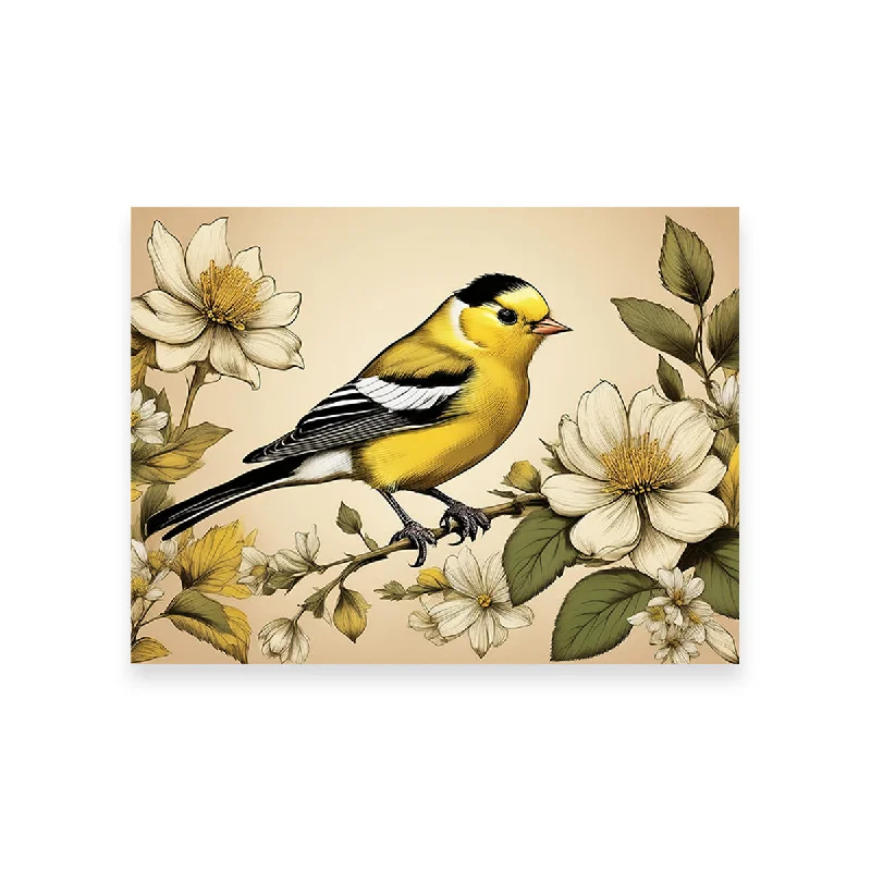 hand-painted large decorative paintings-JJ Audubon's Style American Goldfinch