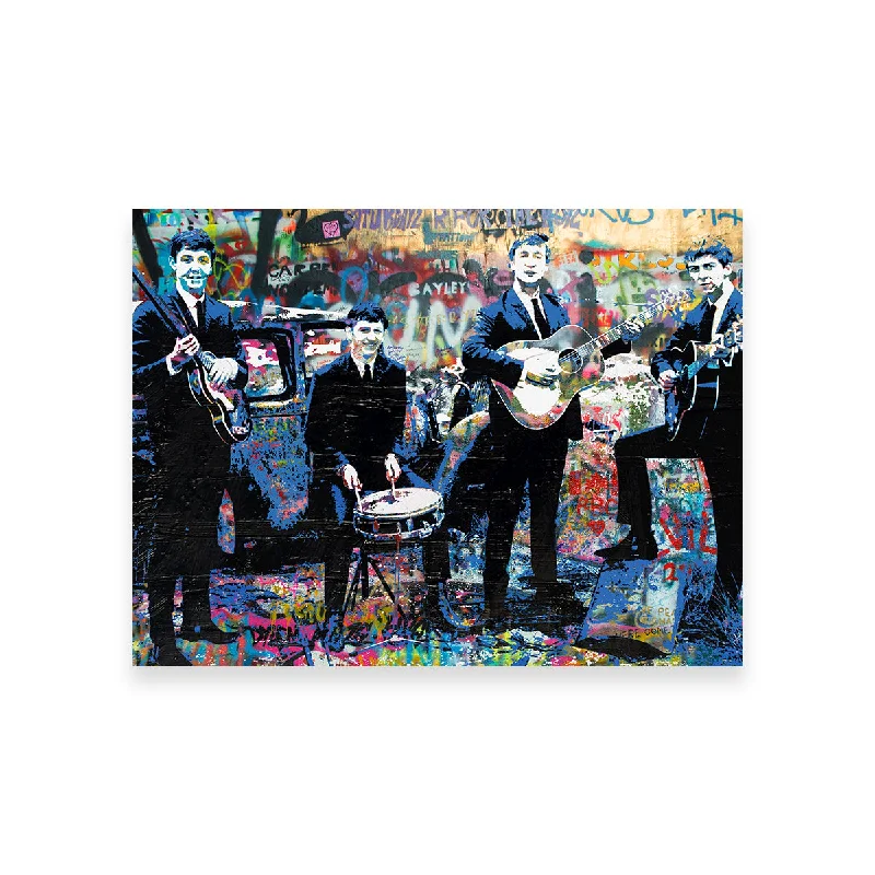 large geometric decorative canvas paintings-Junk Yard Beatles