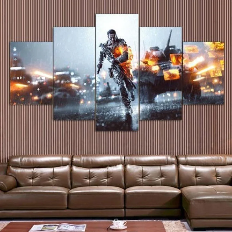 artistic landscape wall paintings-Limited Edition Battlefield 5 Piece Canvas