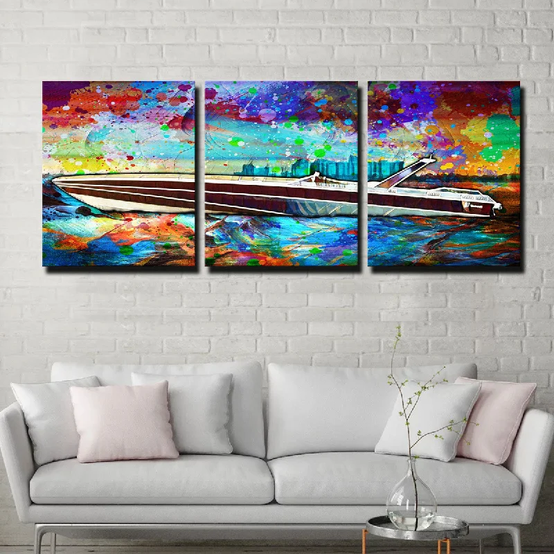 cute decorative paintings-Abstract Miami Vice Scarab Canvas Set