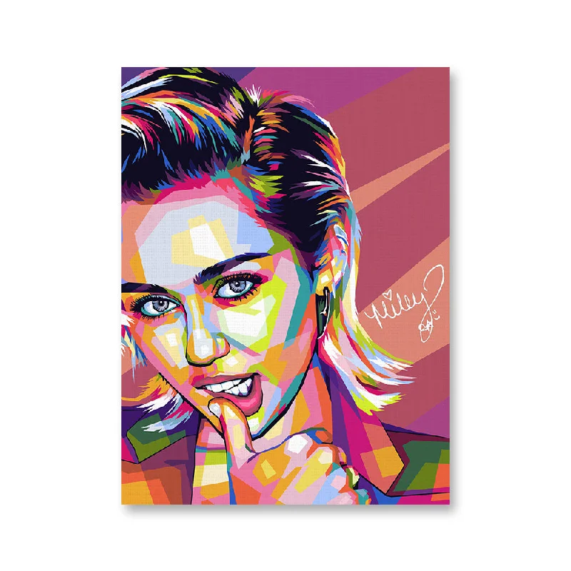 large wall decorative paintings-Miley Cyrus Colorful