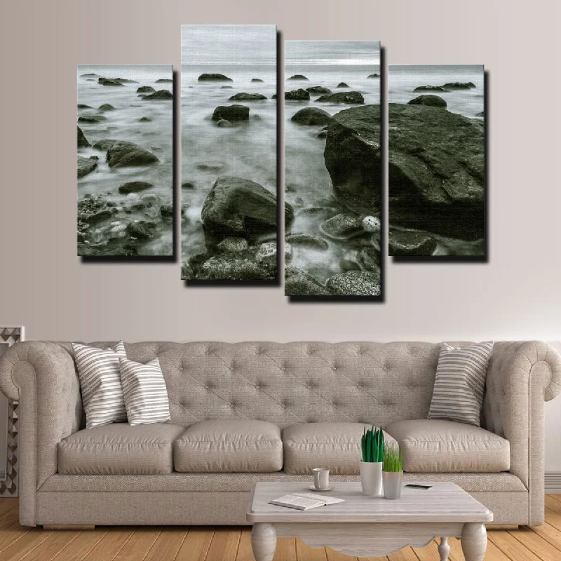 hand-painted vintage decorative paintings-Overcast Montauk Canvas Set