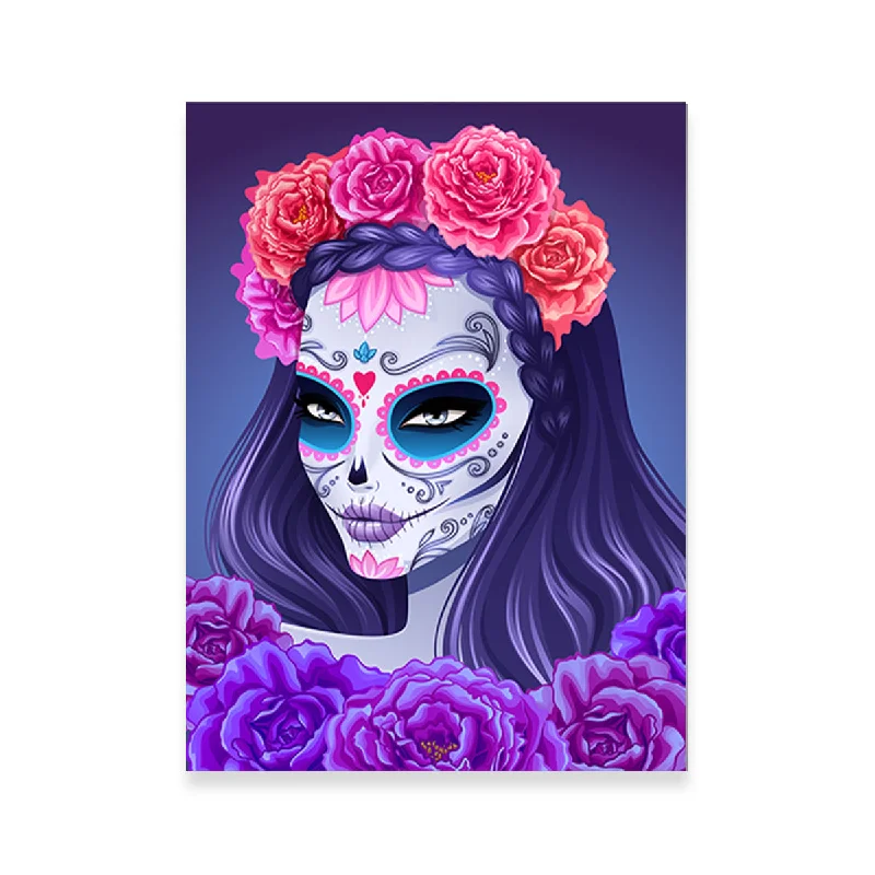 modern wall decorative paintings-Sugar Skull Woman