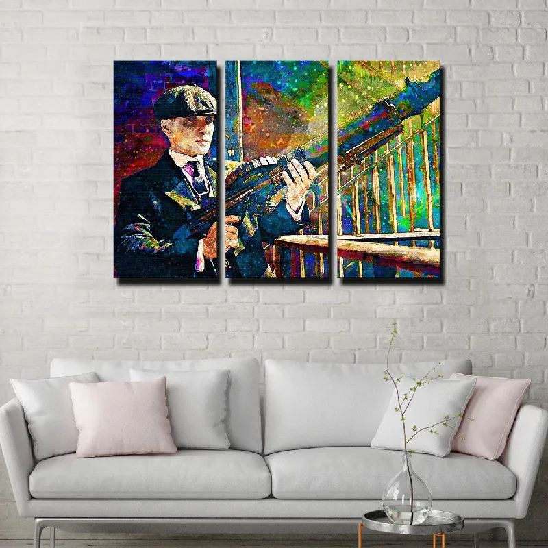 wooden framed decorative paintings-Thomas Shelby Canvas Set