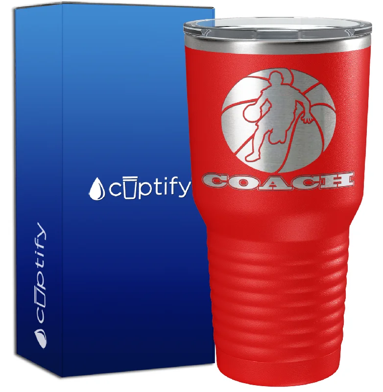 coffee cups with your name -Basketball Coach Silhouette 30oz Coach Tumbler