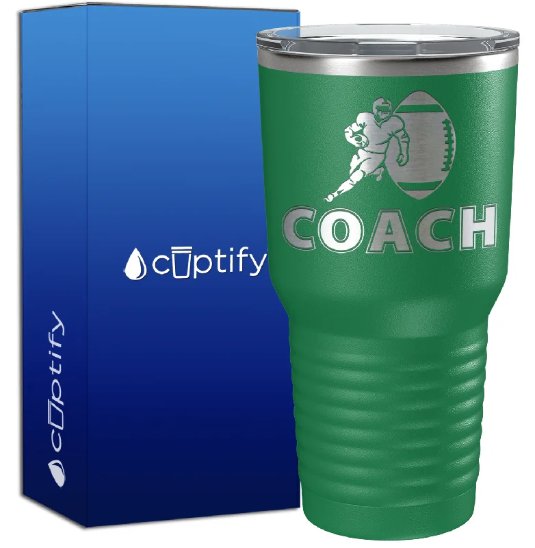 unique coffee cups for office -Football Coach Silhouette 30oz Coach Tumbler