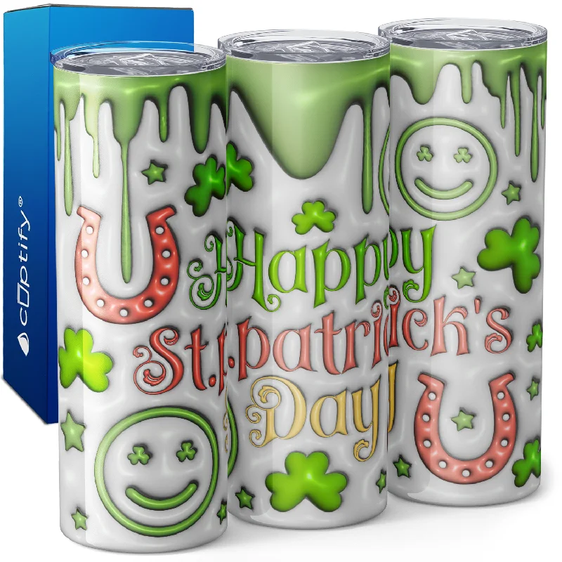 best personalized tea mugs -Happy St. Patrick's Day Inflated Balloon 20oz Skinny Tumbler