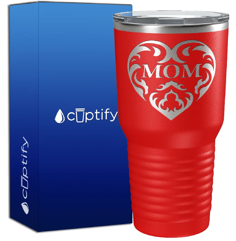 personalized coffee mugs for work -Mom Heart 30oz Mom Tumbler