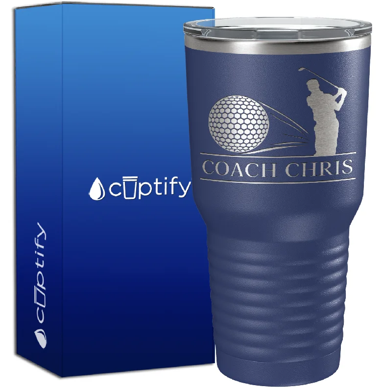 insulated cups for coffee -Personalized Golf Coach 30oz Coach Tumbler