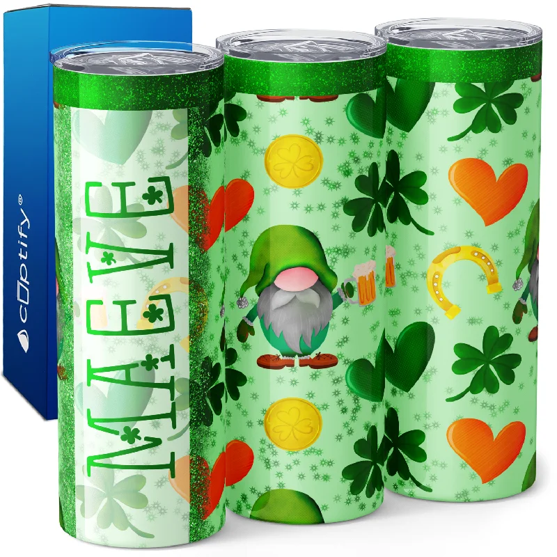 custom printed coffee mugs -Personalized St. Patrick's Gnome 20oz Skinny Tumbler