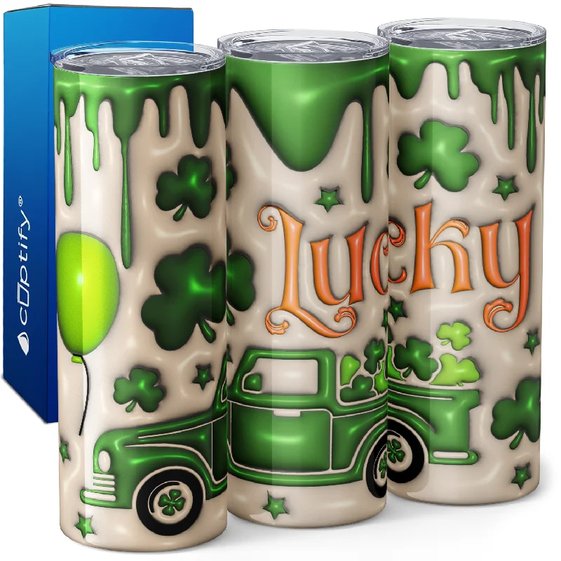 funny tea mugs for gifts -St. Patrick's Day Lucky Green Truck 20oz Skinny Tumbler