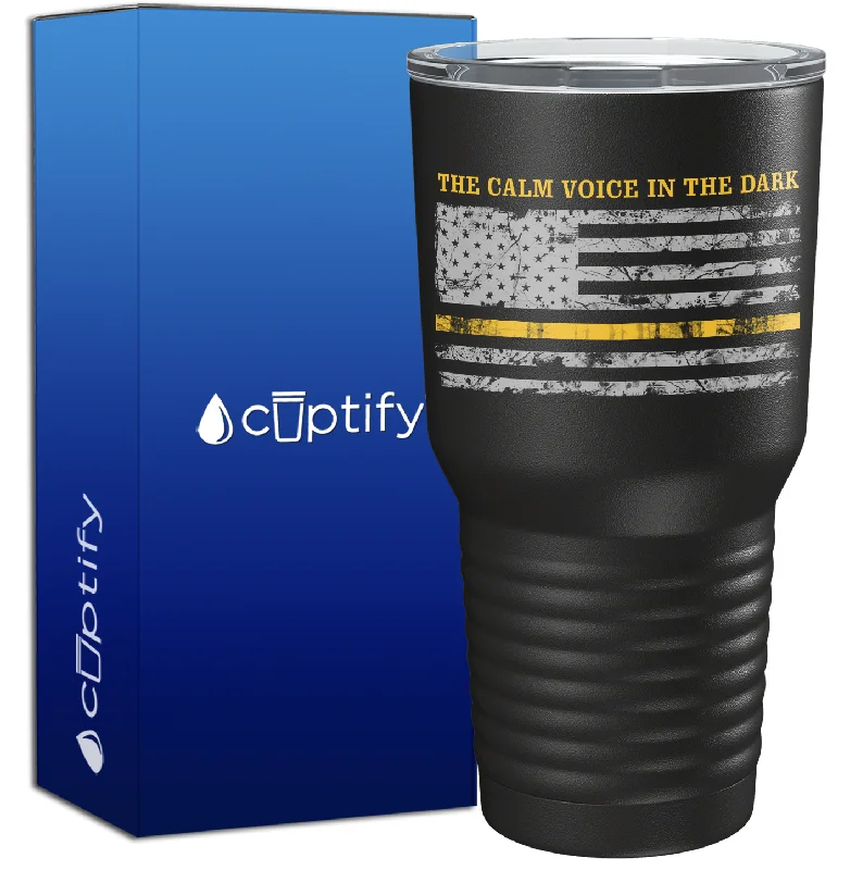 insulated coffee tumblers -The Calm Voice in the Dark Dispatcher on Black 30oz Dispatcher Tumbler