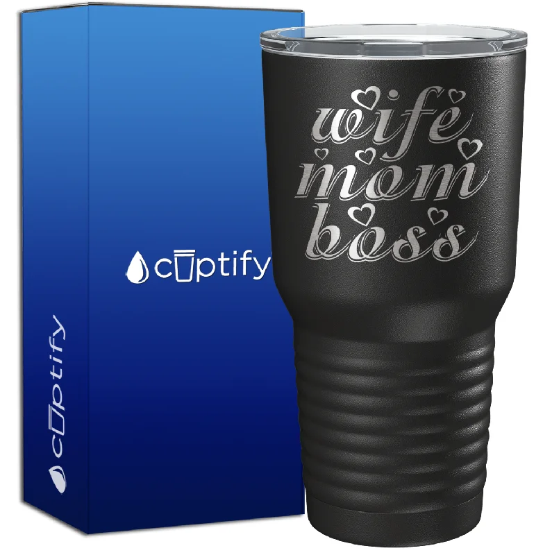 best custom tea mugs -Wife Mom Boss 30oz Mom Tumbler