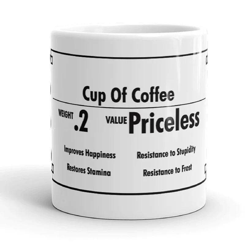 large travel mugs -Cup of Coffee Inventory Value Priceless Funny Ceramic Coffee Drinking Mug  - 11oz