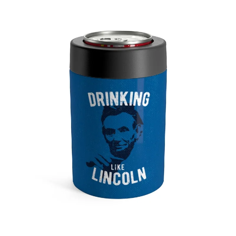 personalized water bottles -Drinking Like Lincoln Can Cooler