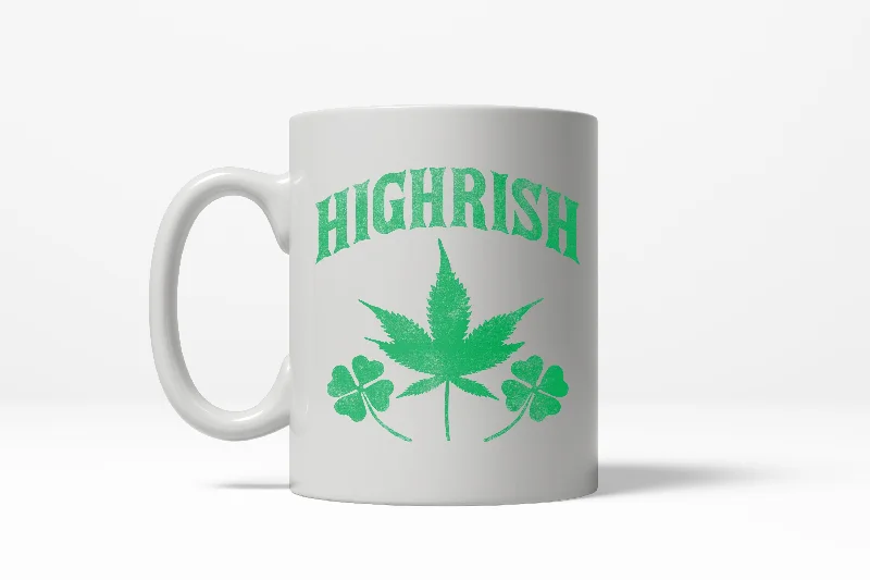 wedding mugs -Highrish Funny Irish Pride St. Patrick's Day Lucky Clover Ceramic Coffee Drinking Mug - 11oz