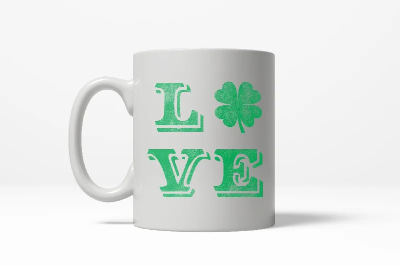 best ceramic mugs -LOVE Lucky Clover Vintage Cute Irish St. Patricks Day Ceramic Coffee Drinking Mug - 11oz