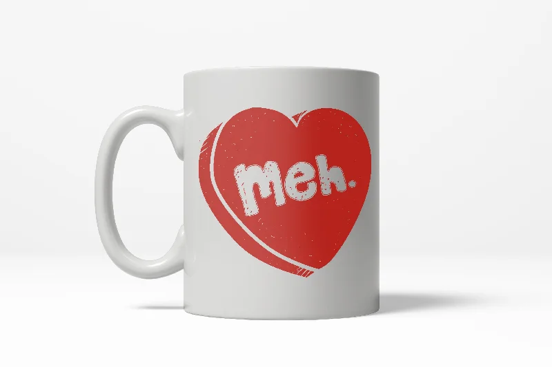 heat resistant coffee cups -Meh Candy Heart Cute Funny Valentine's Day Ceramic Coffee Drinking Mug  - 11oz