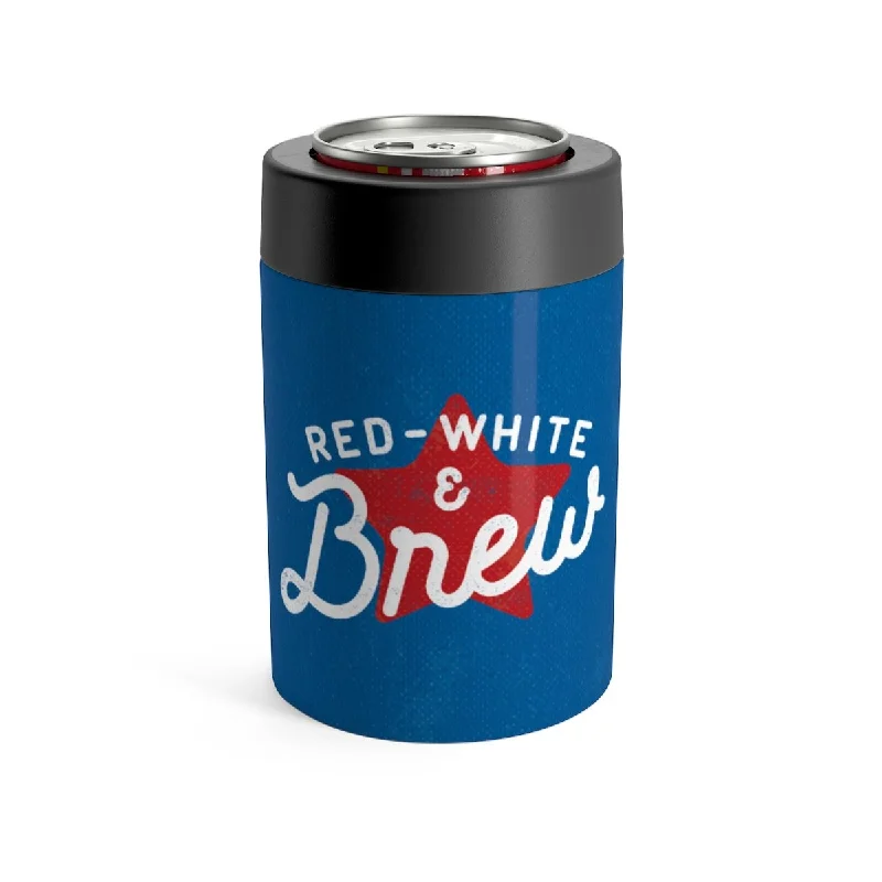 double wall insulated cups -Red, White, and Brew Can Cooler